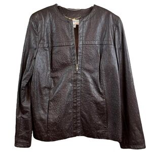 Marina Rinaldi Holt Renfrew Ovine Sheepskin Leather Jacket Brown Size MR23 US 14